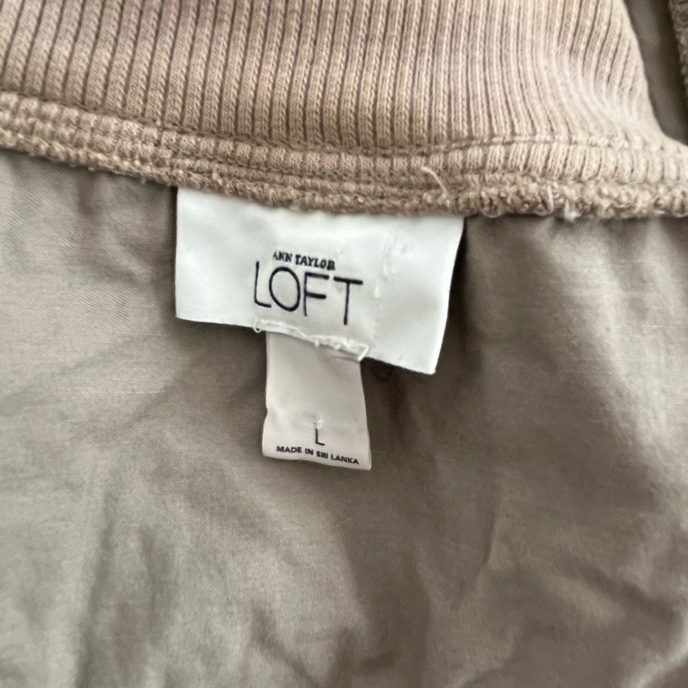 LOFT zip front tan top, size L - Picture 4 of 4